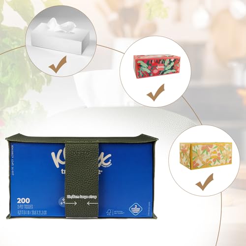 PARIERIS PU Leather Tissue Box Cover - Tall Rectangle Facial Tissue Holder