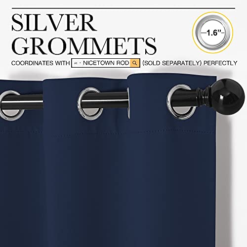 NICETOWN Navy Blackout Curtains - 29"W x 45"L Thermal Insulated Grommet Set