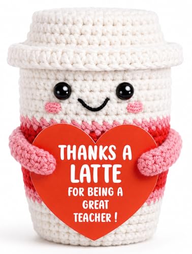 Teacher Appreciation Gift - Handmade Crochet Latte with Message Card