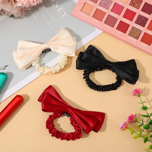 Mabor 6PCS Bow Scrunchies for Women Silk-Like Hair Ties Ponytail Holders