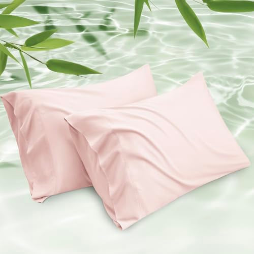 Bedsure King Size Pillow Cases Set of 2 - Pink Bamboo Rayon