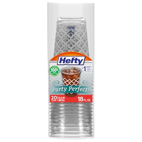 Hefty Party Perfect 18oz Clear Plastic Cups - Lattice Print, 20ct