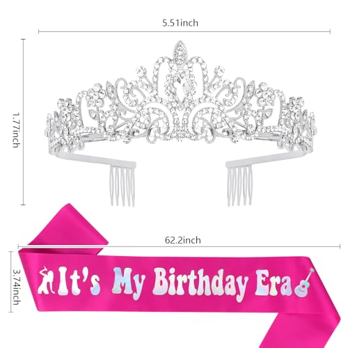 Casoty Birthday Sash and Crown Set for Women & Girls