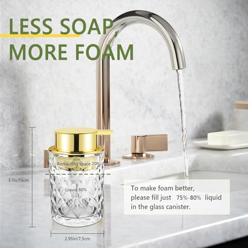 Abriclo Glass Foaming Soap Dispenser - Diamond Pattern with Gold Pump