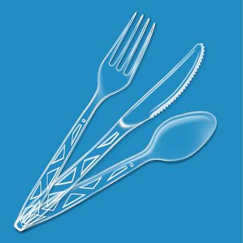 Amazon Basics Premium Disposable Clear Plastic Cutlery - 48 Count