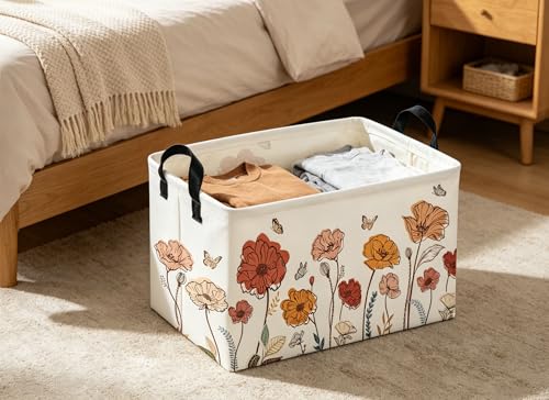 Flower Cluster Rectangular Storage Basket - Cute Organizer Bin
