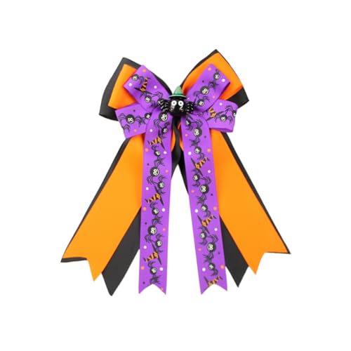 Todu Halloween Ribbon Bow Hair Clip Spider Duckbill Hair Accessory