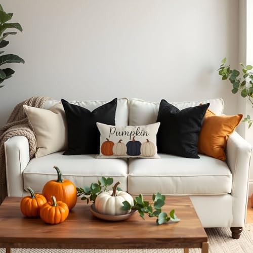 PANDICORN Fall Pumpkin Pillow Cover, 12x20 Decorative Cushion