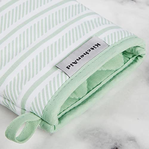 KitchenAid Albany Mini Oven Mitts 2-Piece Set, Pistachio, 5.5"x8"