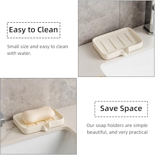 Self-Draining Travertine Stone Soap Dish - Off White Bar Soap Holder