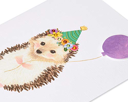 Papyrus Hedgehog Birthday Card - Cute Design, 5x7 Size