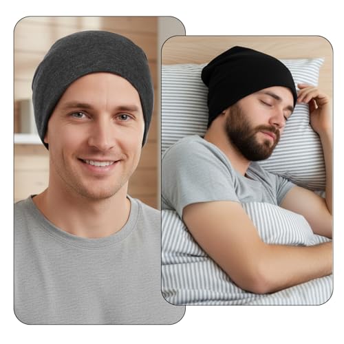 2 Pieces Unisex Lightweight Slouchy Beanie for Men Women, Fashion Style Soft Hip-Hop Caps, Breathable Night Sleeping Hat Skull Caps for All Seasons