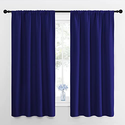 NICETOWN Navy Blue Blackout Curtains 2 Pack, 42x63 Inches, All-Season Thermal Insulated Drapes with Rod Pocket, Kid's Room Decor