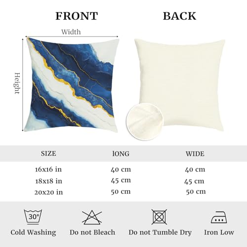Navy Blue Marble Throw Pillow Covers - Set of 4 (18x18 in)