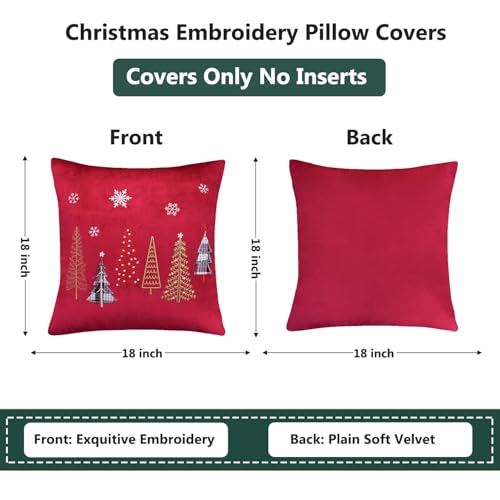 Tosleo Christmas Tree Velvet Throw Pillow Covers, 18x18 Inch - Set of 2