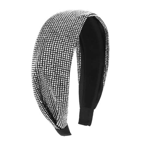 Esitrormi Wide Rhinestone Headband for Women Non-Slip Sparkly Black Hair Band