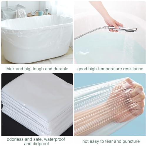 Disposable Bathtub Liners 10-Pack Large Waterproof Plastic Cover for Home & Travel