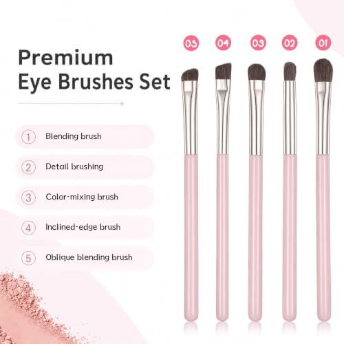 Skrfren 5-Piece Eye Makeup Brush Set with Blending and Angled Brows