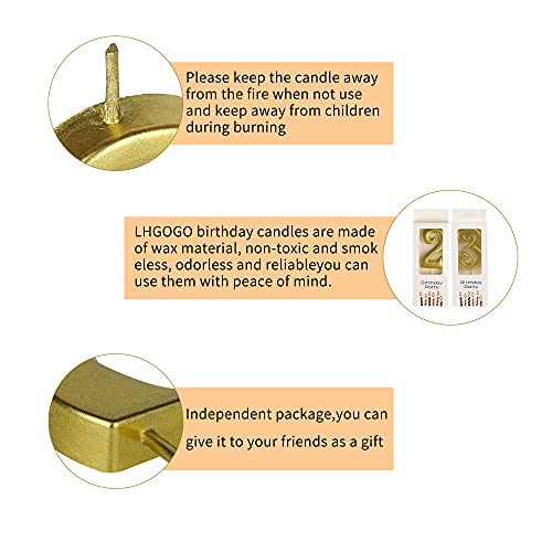Gold Number 10 Birthday Candles - Glitter Cake Decorations