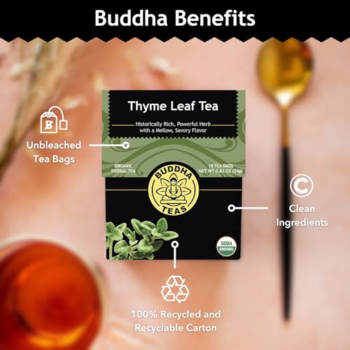 Buddha Teas Organic Thyme Leaf Herbal Tea - Caffeine Free, 18 Tea Bags