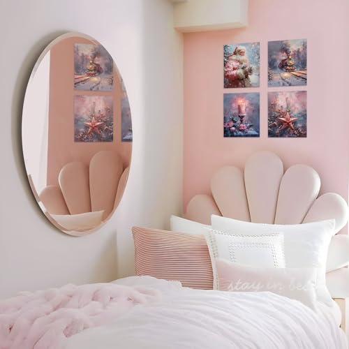 Christmas Wall Art Prints Set of 4 - Cozy 8x10 Decor