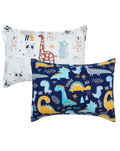 ALVABABY Soft Cotton Toddler Pillowcase Set - Fits 13"x18" & 12"x16" Pillows