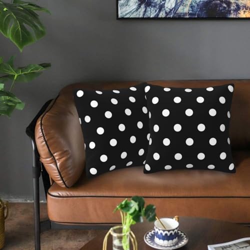Sanghing Polka Dot Black & White 18x18 Inch Pillow Cover Set of 2 - Modern Farmhouse Decor