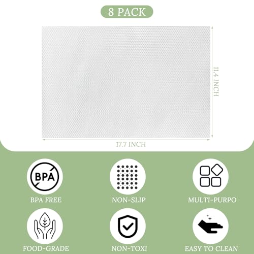 8 Pack Refrigerator Shelf Liners Non-Slip Washable & Reusable Kitchen Protectors