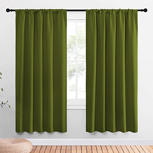 NICETOWN Olive Green Blackout Window Curtains 52x72 Inches, Pack of 2
