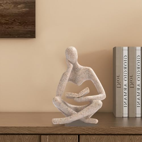 Reading Thinker Statue for Book Lovers - Literary Decor Figurine for Shelves & Desk