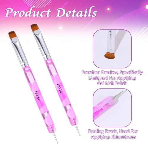 Larrel Double Ended Nail Art Brush and Dotting Tool Set - 2 Pcs Purple