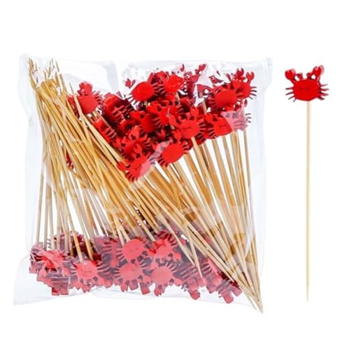 Mini Crabs Cocktail Picks - 100 Natural Bamboo Toothpicks