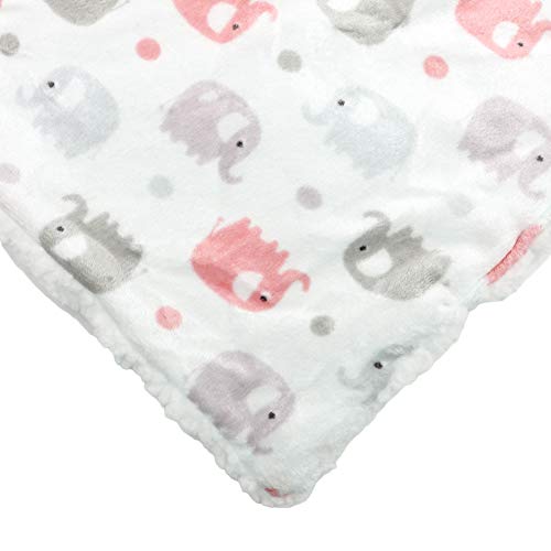 Pink Elephant Minky Baby Blanket for Girls - 30x40 Soft Nursery Decor