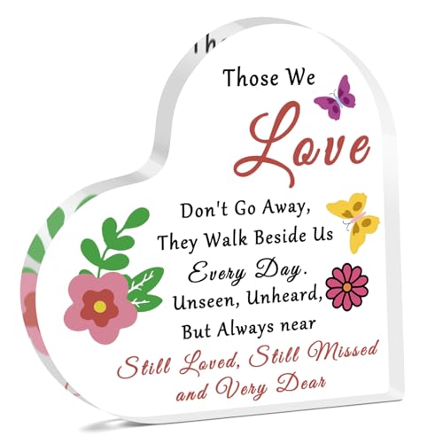Heart-Shaped Memorial Acrylic Desk Sign for Sympathy Gifts