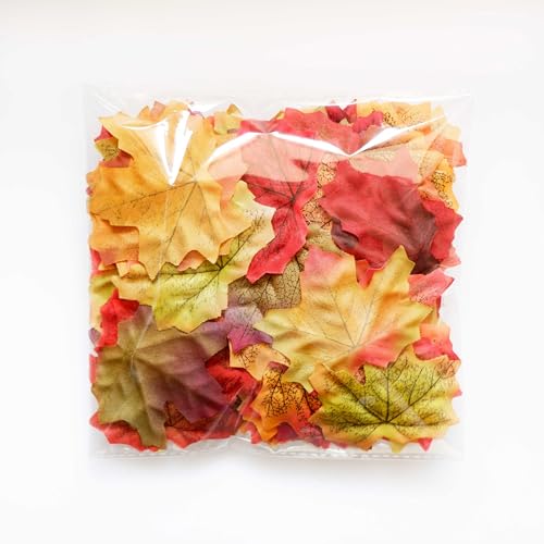 Luvhua 100 Pcs Odor-Free Artificial Maple Leaves - 16 Mixed Colors, 8cm