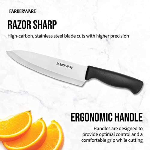 Farberware 6-Inch Self-Sharpening Chef Knife with Ergonomic Handle, Black