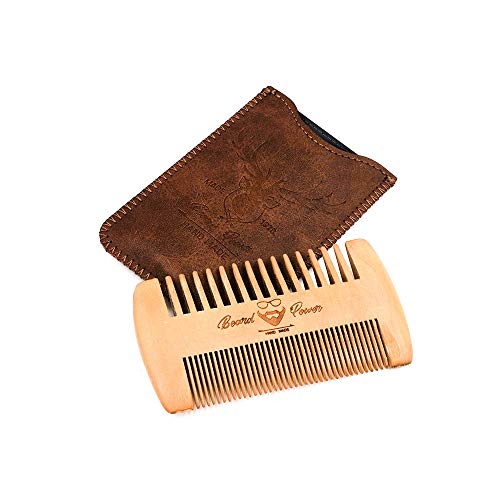 Wooden Beard Comb with Travel Case - Natural Pocket Sized Grooming Tool