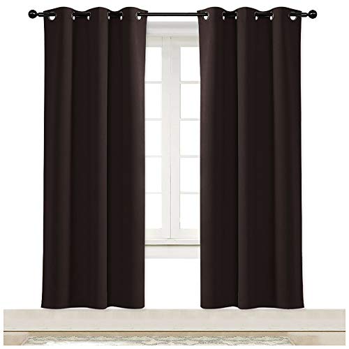 NICETOWN Thermal Insulated Blackout Curtain, 34"W x 72"L, Toffee Brown