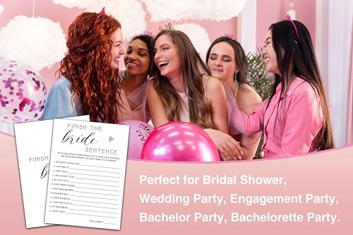 Minimalist Bridal Shower Game Cards - Finish The Bride Sentence 25 Pack