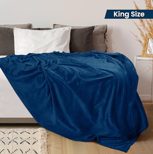 Utopia Bedding King Size Navy Fleece Blanket - Soft & Cozy Microfiber