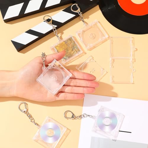 Misdary Mini CD Holder Keychain Album Case - Clear, 10 Pack