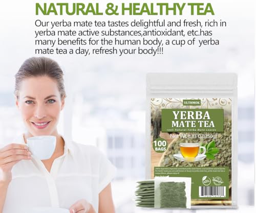 Premium 60 Unsmoked Yerba Mate Tea Bags - 100% Pure Leaves