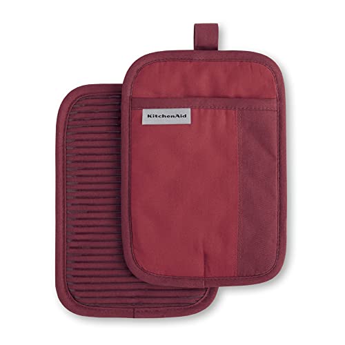 KitchenAid Beacon Two-Tone Pot Holder Set, Passion Red/Bordeaux, 2 Pieces