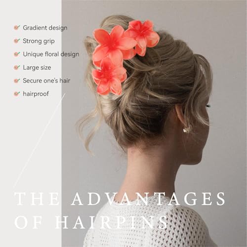 JYOUX Hawaiian Floral Hair Claw Clips 4-Piece Anti-Slip Beach Hair Accessories
