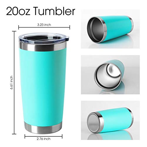 20oz Insulated Stainless Steel Tumblers Bulk Light Blue - Travel Coffee Mug with Lid - 4 Pack