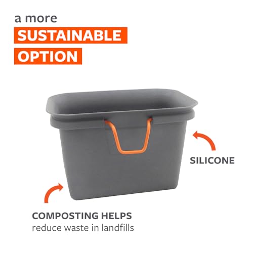 Full Circle Scrap Happy, Food Scrap Collector and Freezer Compost Bin - Hanging Kitchen Countertop Bin for Fruit and Vegetable Waste, Fits in Freezers, Slate