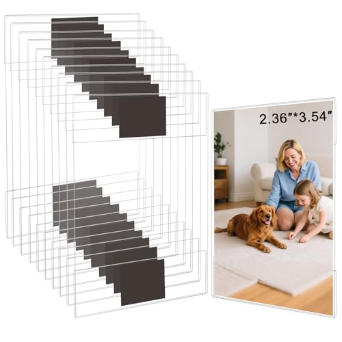 Wbtran 10-Pack Magnetic Acrylic Photo Frames, 2.36x3.54 Inch Clear Fridge Frames