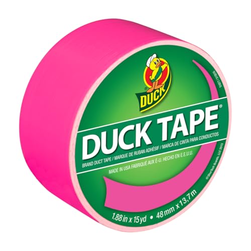 Duck Brand Neon Pink Color Duct Tape - 1.88" x 15 Yards, Single Roll