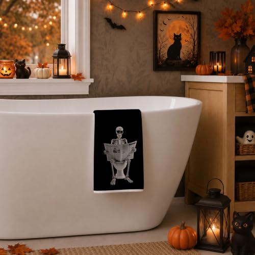 KIDEAR Skeleton Hand Towel - Funny Skull Print Microfiber Kitchen Towel (02)