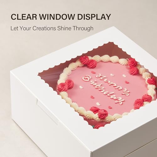 Kootek 10-Inch Cake Boxes - 4 Pack Disposable Bakery Carriers